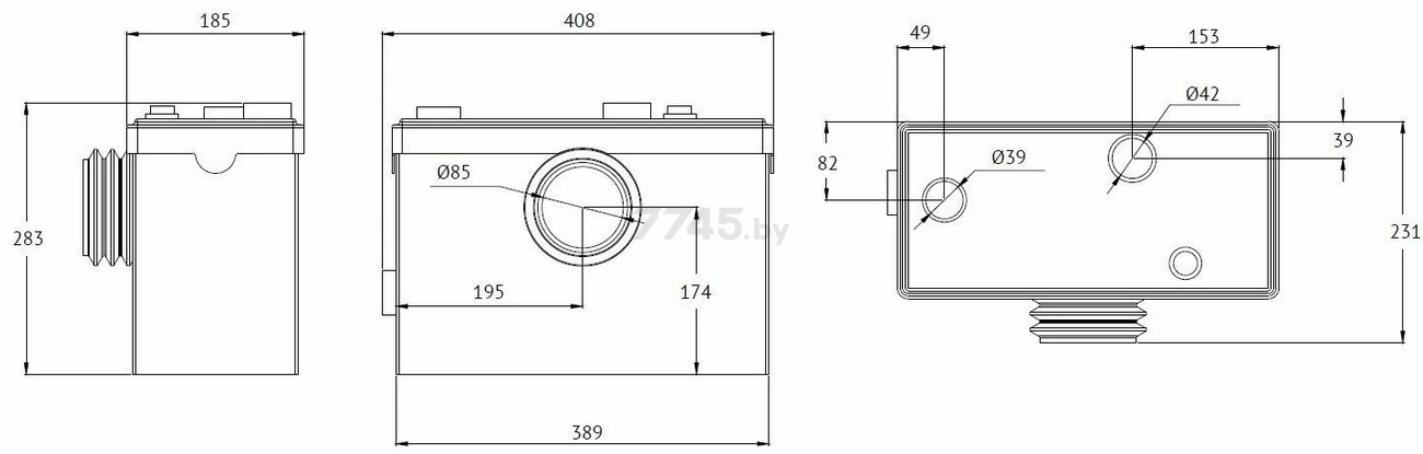 Канализационная установка UNIPUMP Sanivort 605 M 10м с ножом (55972) - Фото 6