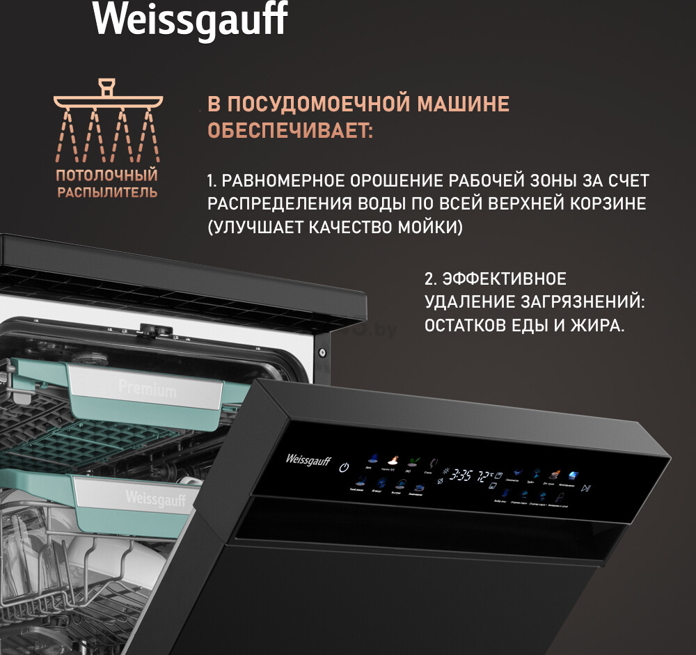 Машина посудомоечная WEISSGAUFF DW 4539 Inverter Touch AutoOpen Black (DW4539InverterTouchAutoOp) - Фото 15