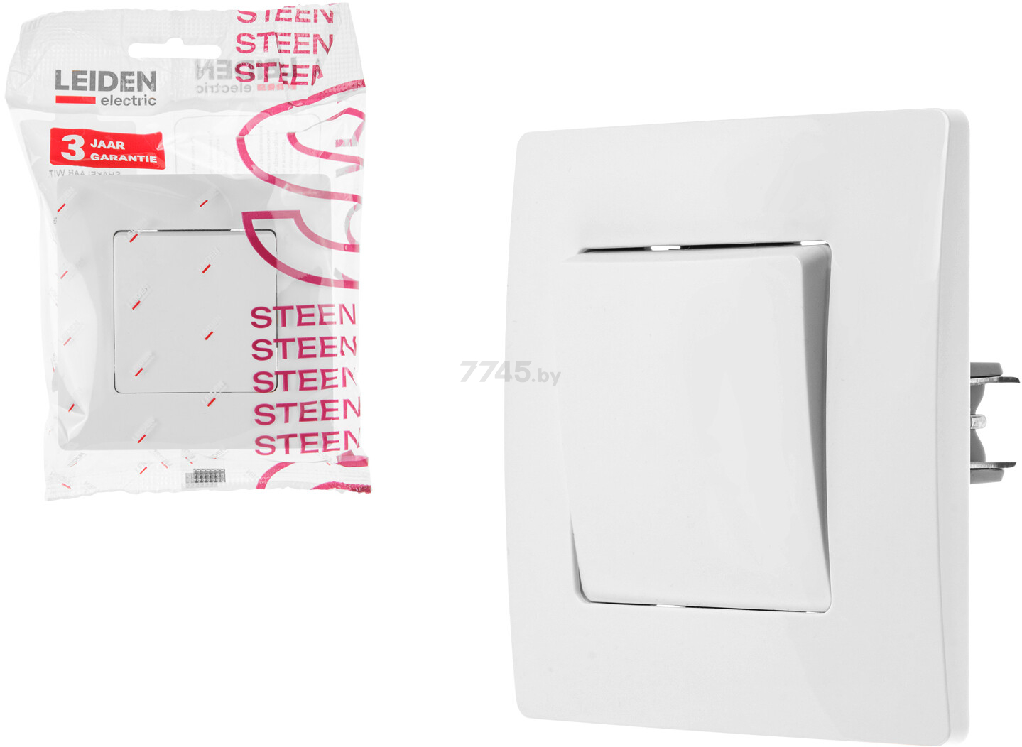 Выключатель одноклавишный скрытый LEIDEN ELECTRIC Steen белый (806031) - Фото 2