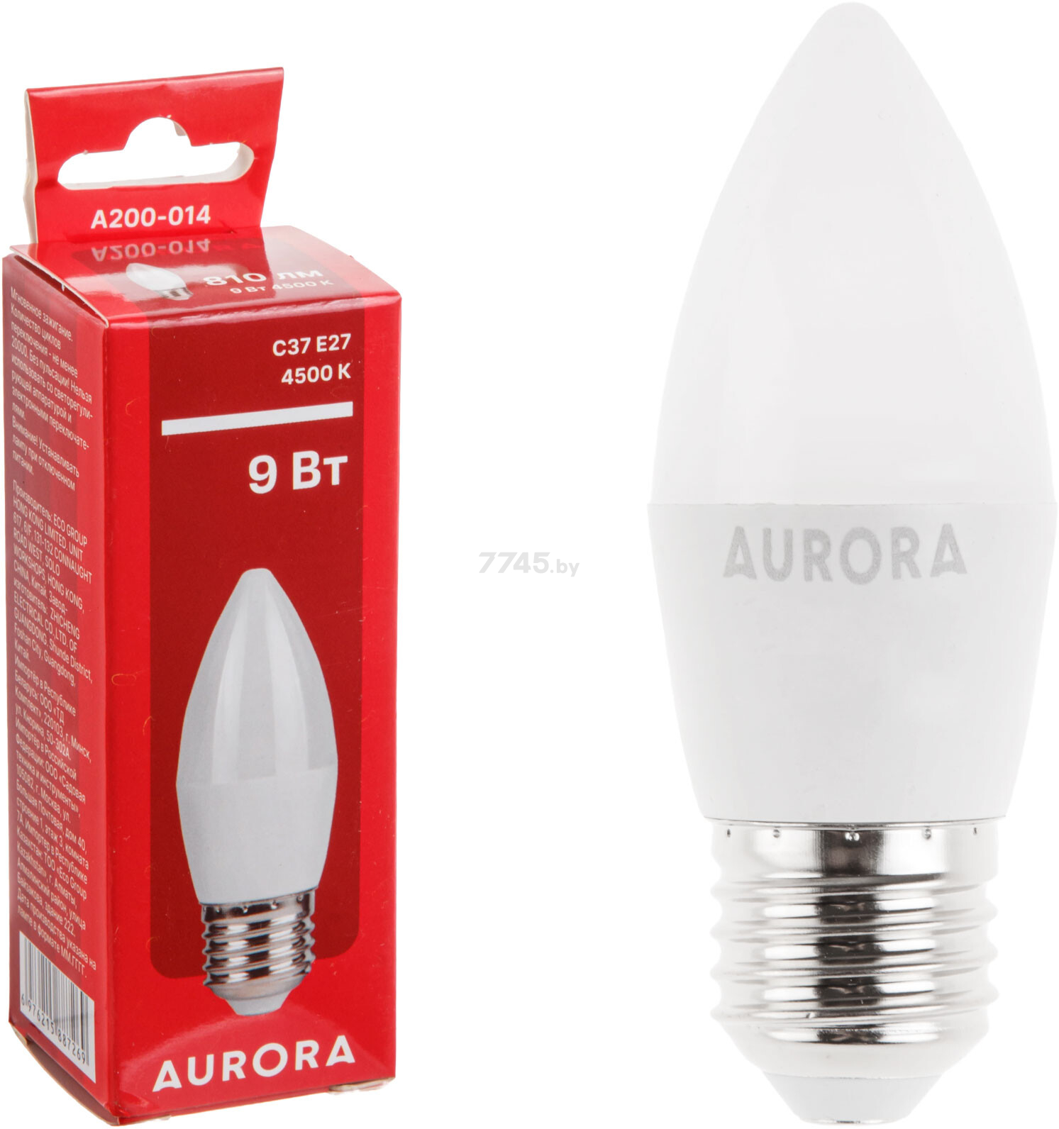 Лампа светодиодная E27 AURORA STARTUL C37 9 Вт 4500K (A200-014)