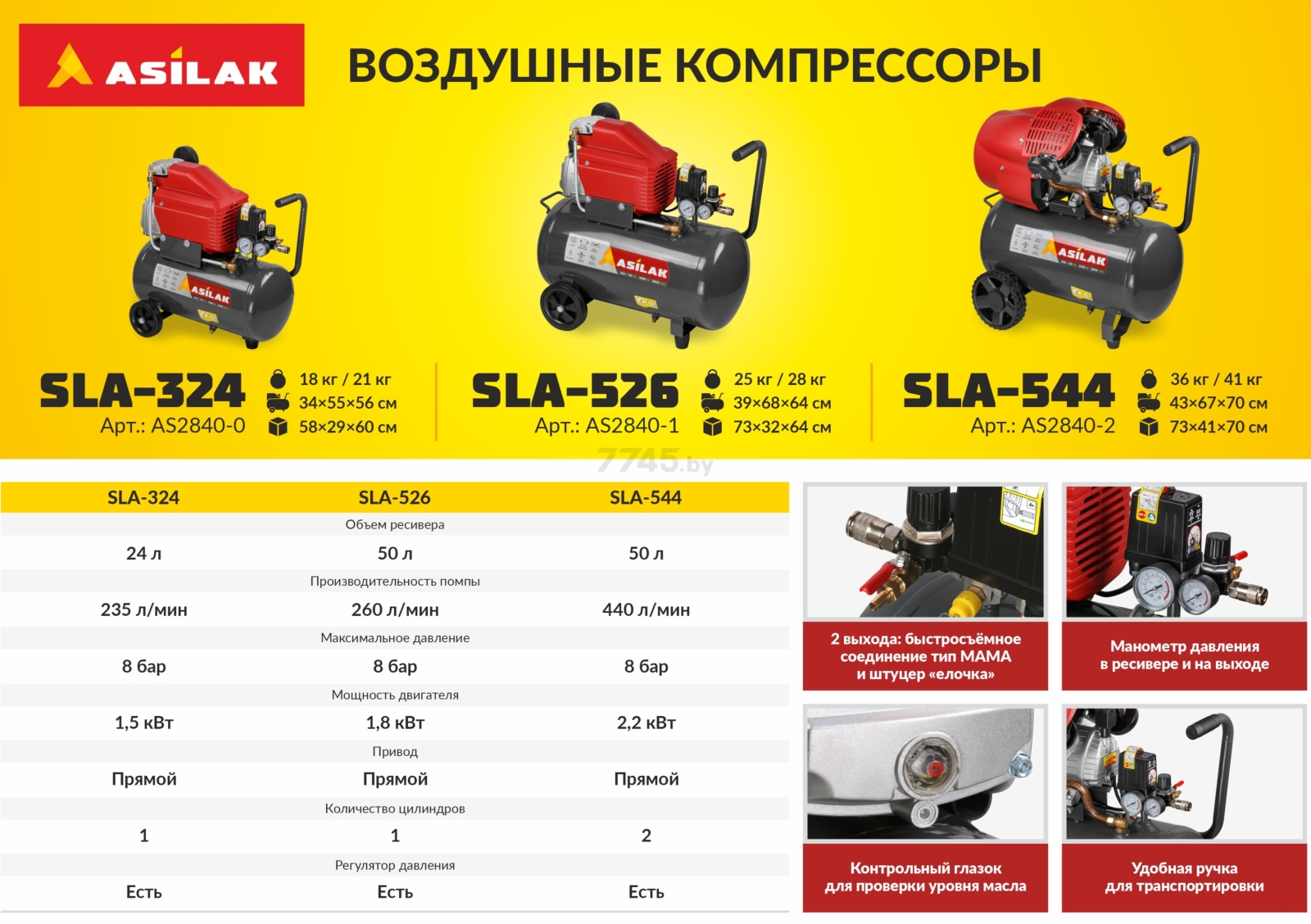 Компрессор ASILAK SLA-544 (AS2840-2) - Фото 3