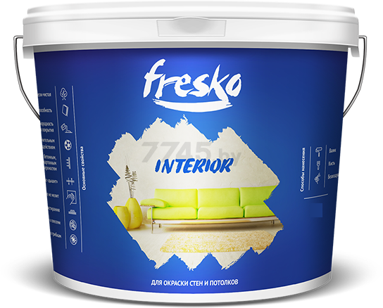 Краска ВД LIDA ЛАКОКРАСКА Fresko Interior для внутренних работ белая 5 кг