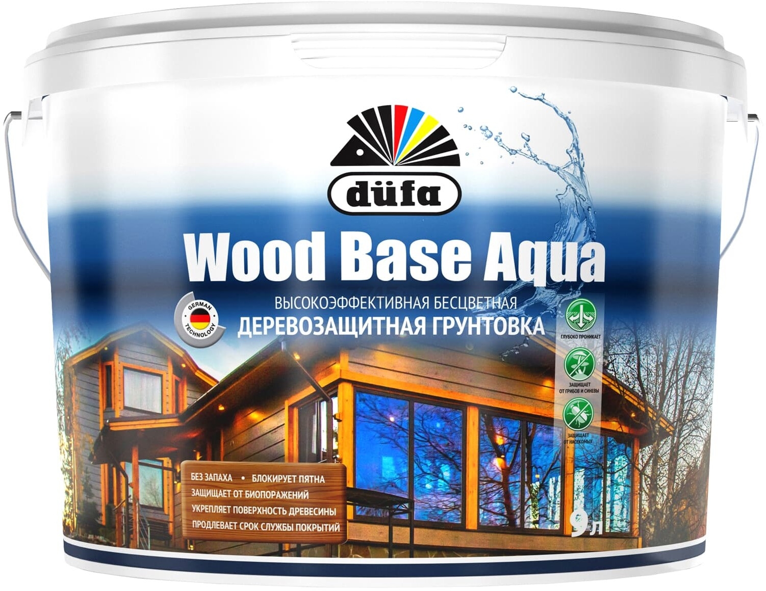 Грунтовка DUFA Wood Base Aqua блокирующая деревозащитная 9 л