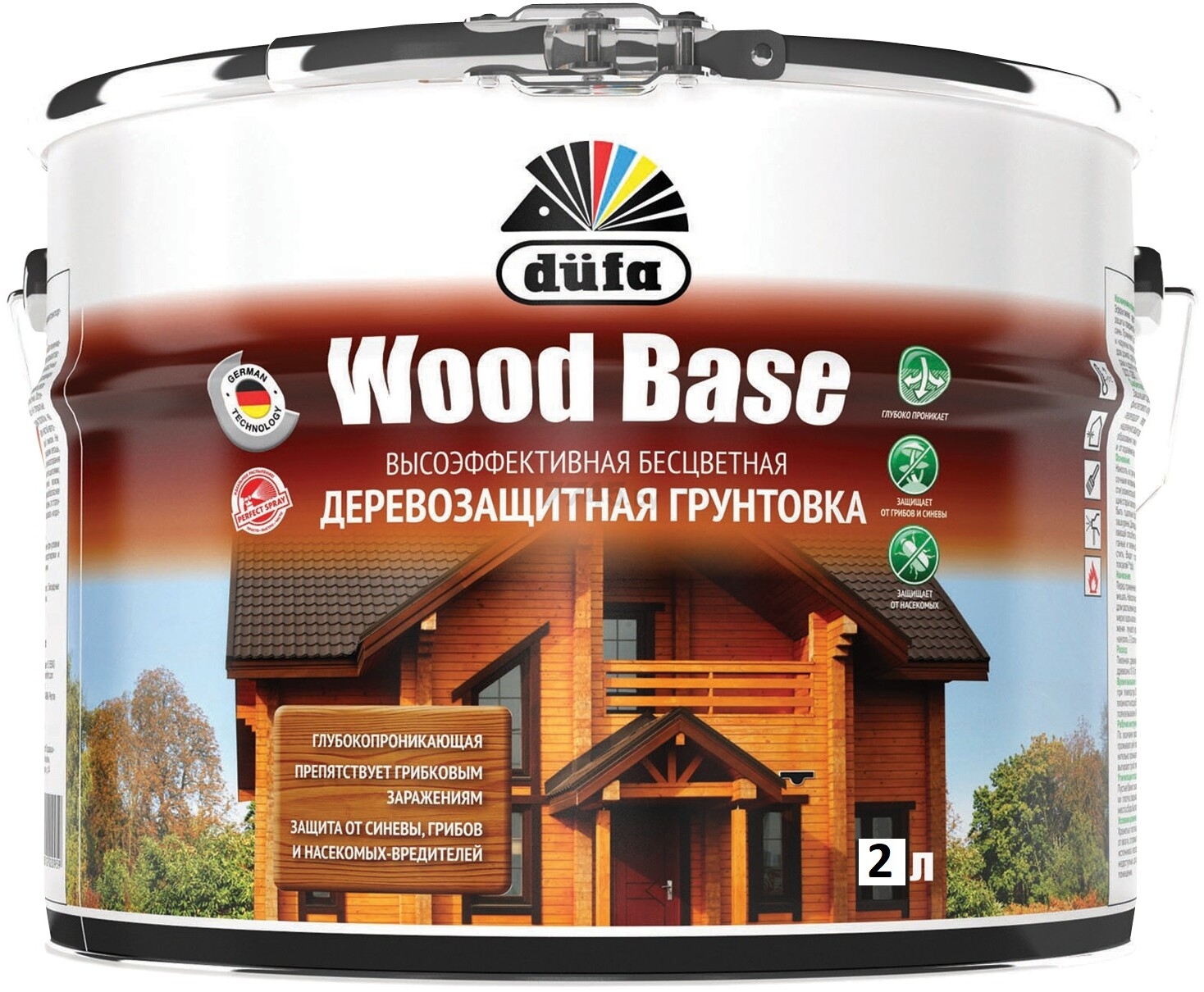 Грунтовка DUFA Wood base с биоцидом бесцветный 2 л