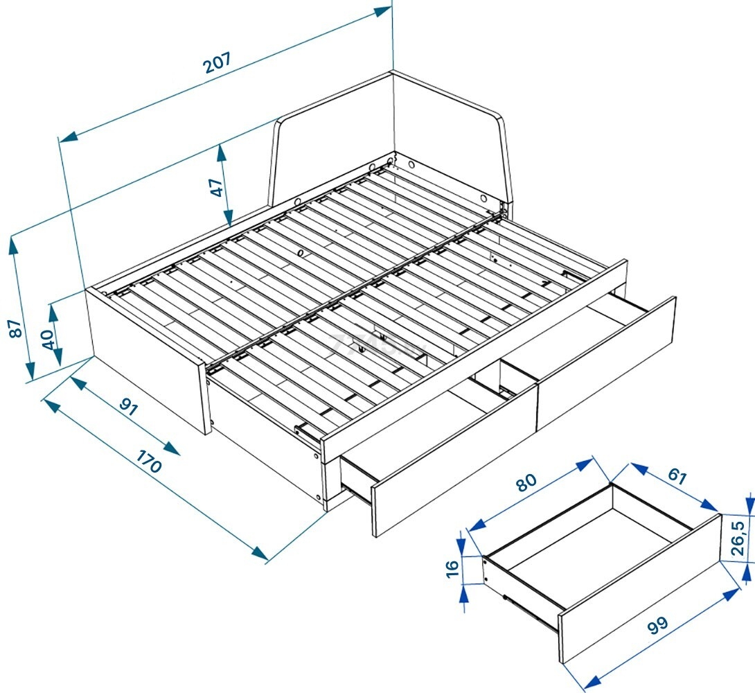 Кровать односпальная IKEA Варма Рестен 01163 80х200 см (аналог) - Фото 7