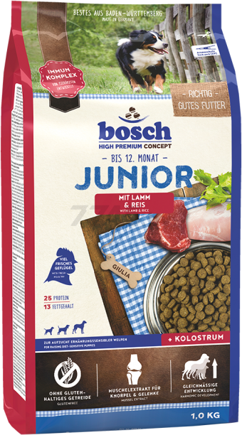 Сухой корм для щенков BOSCH PETFOOD Junior ягненок с рисом 1 кг (5201001)