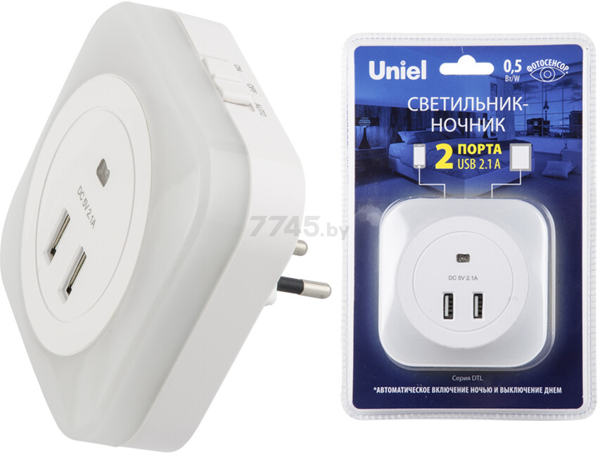 Ночник декоративный светодиодный с фотосенсором UNIEL DTL-321 White/Sensor/2USB (UL-00007348) - Фото 6