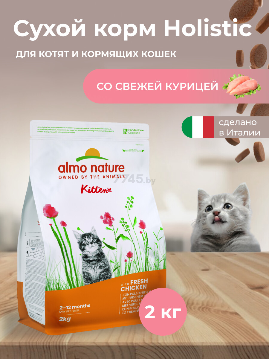 Сухой корм для котят ALMO NATURE Holistic курица и коричневый рис 2 кг (631) - Фото 2