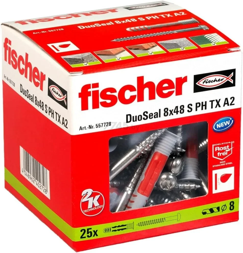 Дюбель FISCHER DuoSeal 8x48 А2 влагостойкий 25 штук (557728) - Фото 11