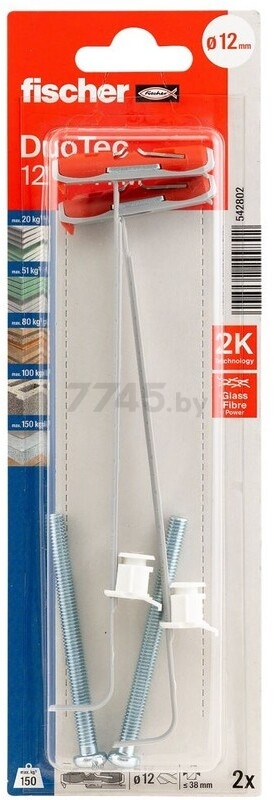 Дюбель FISCHER Duotec 12 Toggle Fixing с винтом 2 штуки (542802) - Фото 2