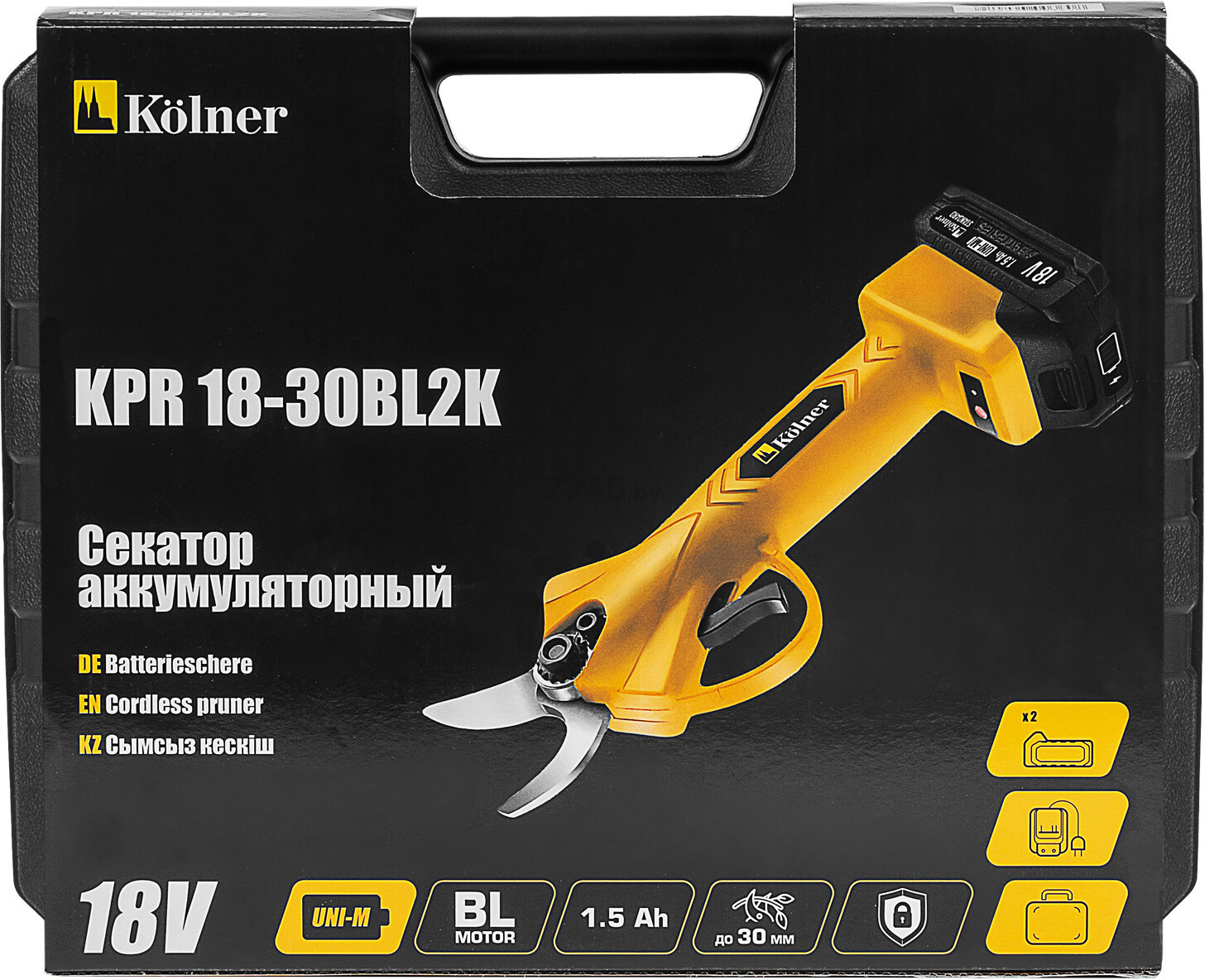 Секатор аккумуляторный KOLNER UNI-M Standard KPR 18-30BL2K (8060600012) - Фото 9