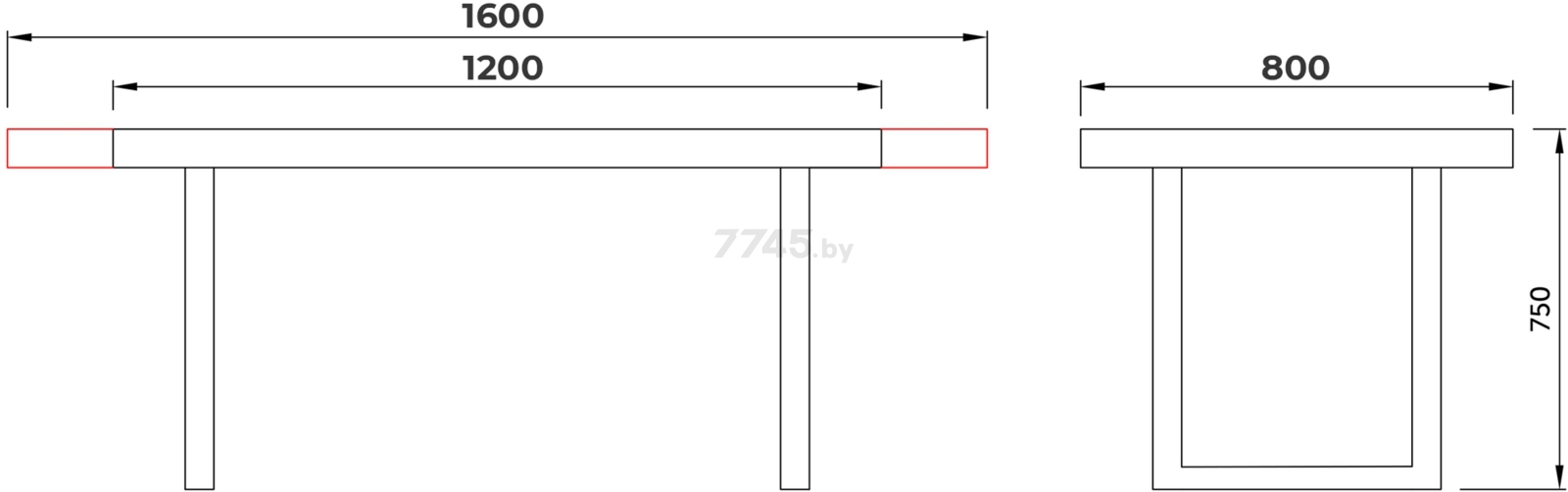 Стол кухонный LISTVIG Fit 140 бетон светлый/черный 140-180х85х75 см - Фото 18