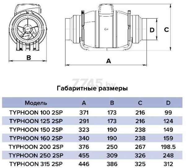 Вентилятор вытяжной канальный ЭРА Typhoon 100 2SP AT - Фото 15