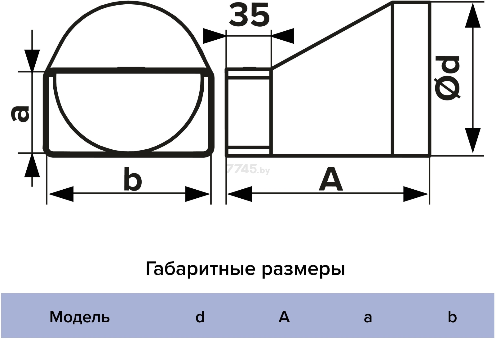 Переходник воздуховода для круглых и плоских каналов 60х120м/d125 ЭРА 612СП12,5КП - Фото 5