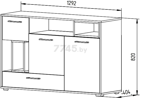 Комод MYSTAR Инсар ИВ-117.01.00 Дуб Наварра/ Графит 129,2х40,4х82 см - Фото 7