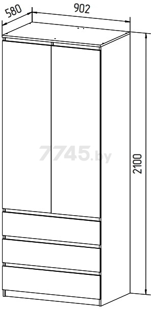 Шкаф MYSTAR Сноули 900.2 ИВ-121.11.01 Белый 90,2х58х210 см - Фото 5