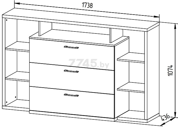 Комод MYSTAR Вирджиния ИВ-100.1821.01 Таксус/Графит 173,8х43,6х107,4 см - Фото 6