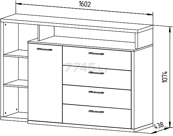 Комод MYSTAR Вирджиния ИВ-100.1822.01 Сосна Каньон 160,2х43,8х107,4 см - Фото 2