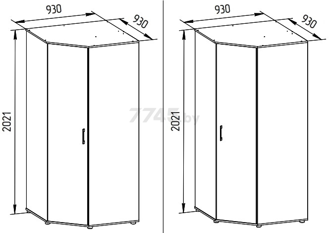 Шкаф MYSTAR Вирджиния ИВ-100.1842-3.00 Дуб Бонифаций 93х93х202,1 см - Фото 5