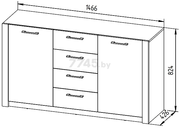 Комод MYSTAR Вирджиния ИВ-100.1781.01 Дуб Бонифаций 146,6х42,6х82,4 см - Фото 4