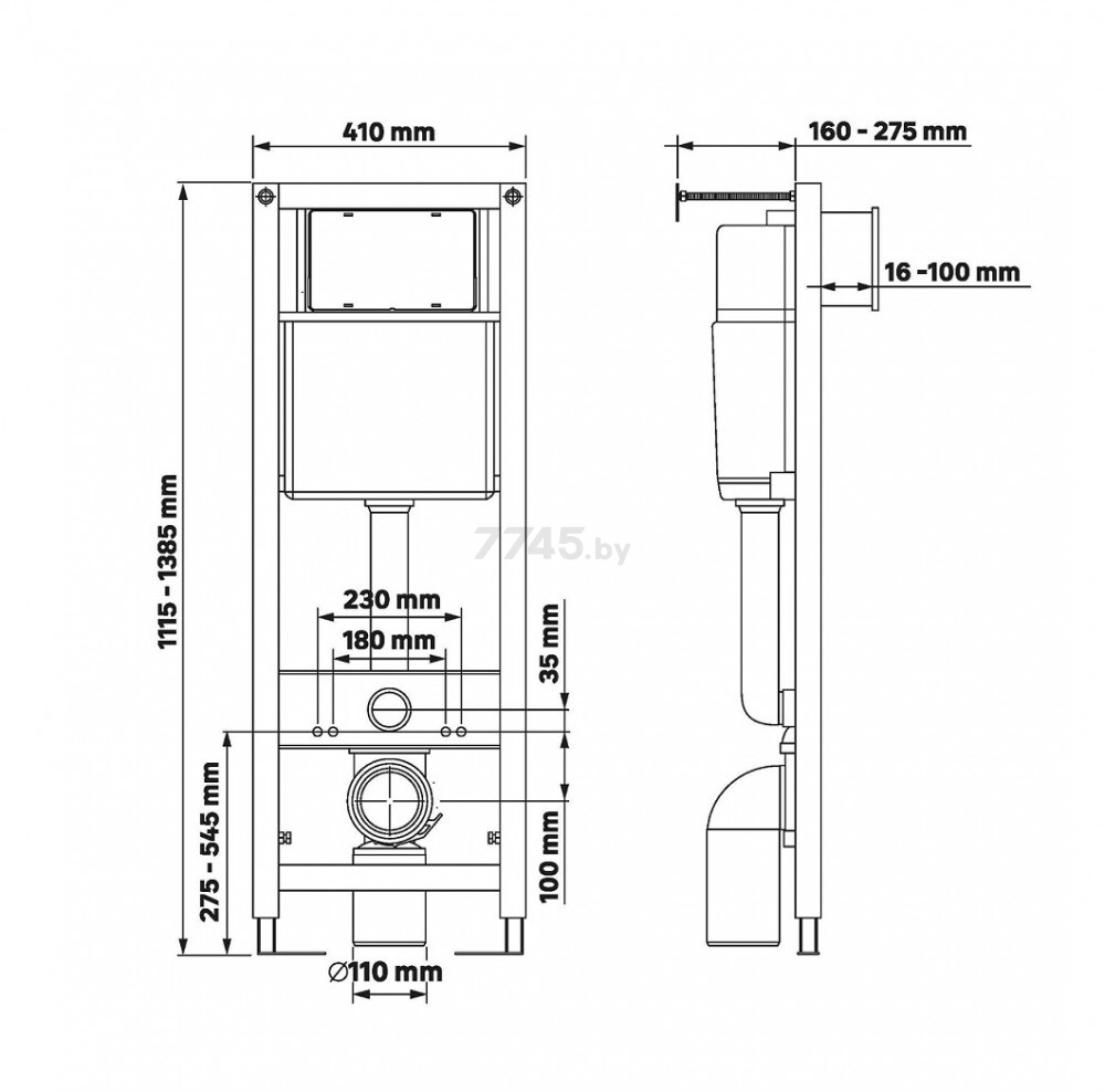 Инсталляция для подвесного унитаза BERGES Atom 410 (040332) - Фото 9