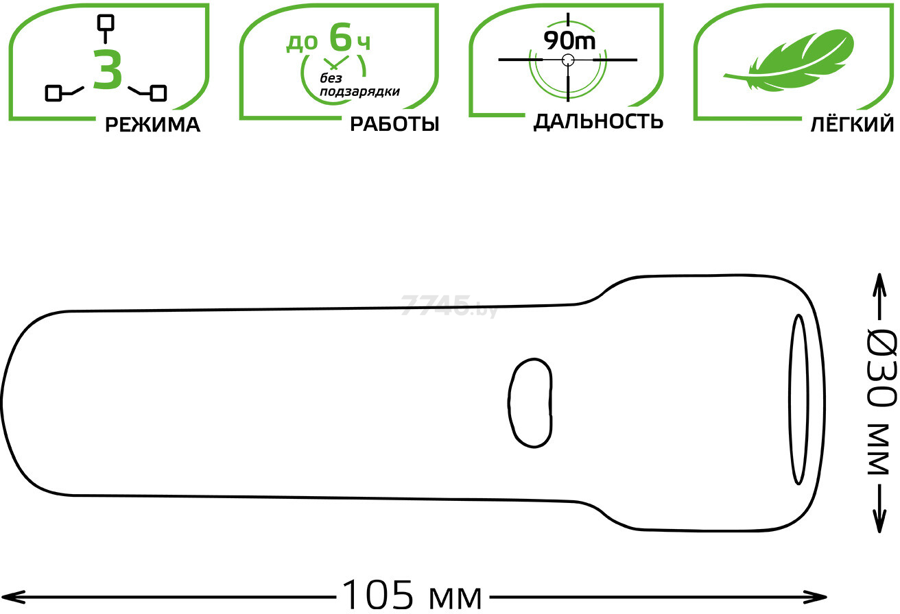 Фонарь светодиодный аккумуляторный 1 Вт GAUSS GF202 - Фото 7