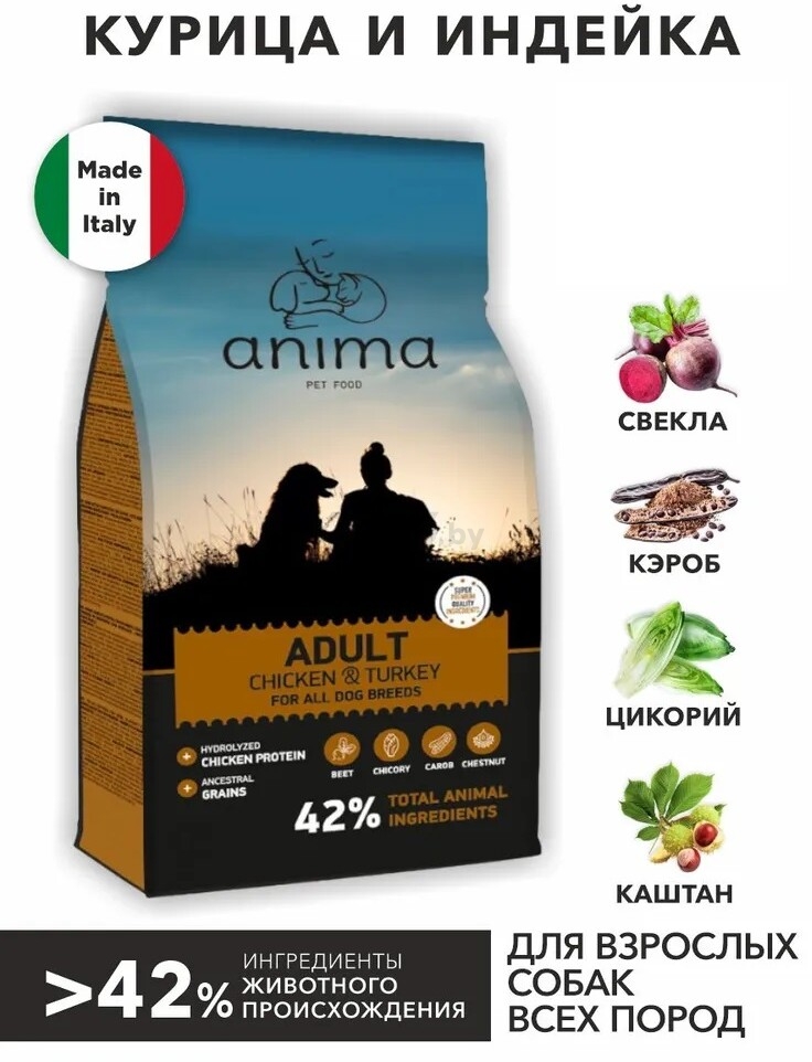 Сухой корм для собак ANIMA Adult Chicken & Turkey 14 кг (ANMC14) - Фото 3