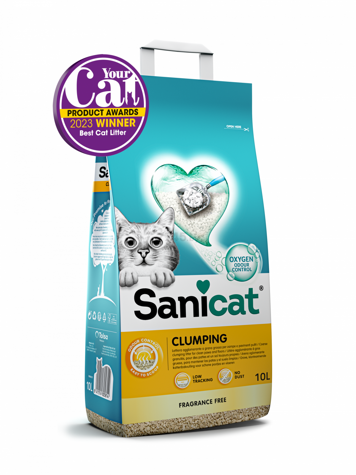 Наполнитель для туалета бентонитовый комкующийся SANICAT Clumping Unscented 10 л 8,4 кг (805814) - Фото 2