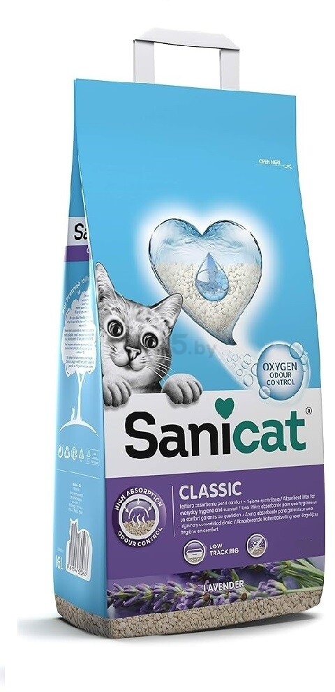 Наполнитель для туалета минеральный впитывающий SANICAT Classic Lavander 10 л 6 кг (806125)