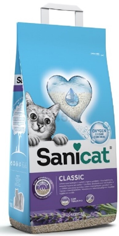 Наполнитель для туалета минеральный впитывающий SANICAT Classic Lavander 20 л 12 кг (806132)