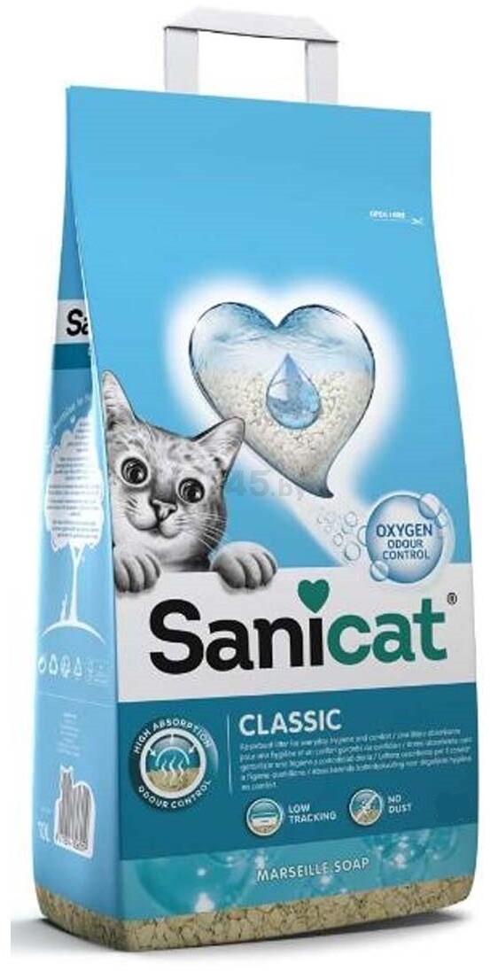 Наполнитель для туалета минеральный впитывающий SANICAT Classic Marseille soap 20 л 12 кг (806026)