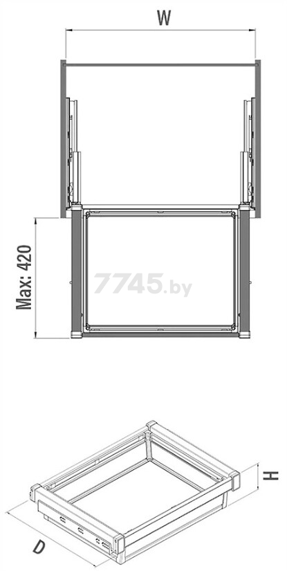 Корзина для белья выдвижная STARAX Tandem 90 см белый (S-6704-W) - Фото 3