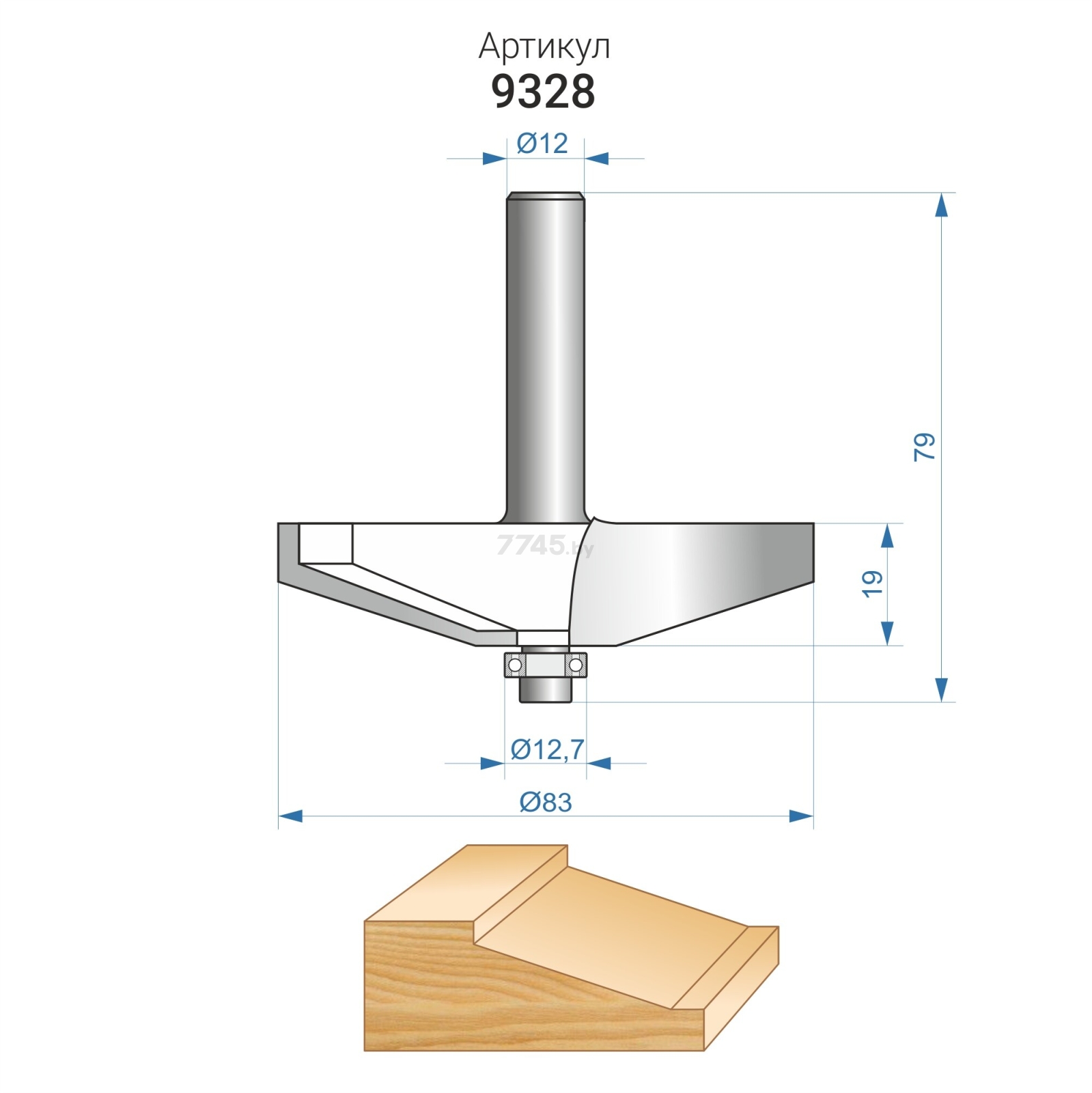 Фреза по дереву фигирейная горизонтальная 83х19 мм ЭНКОР (9328) - Фото 4