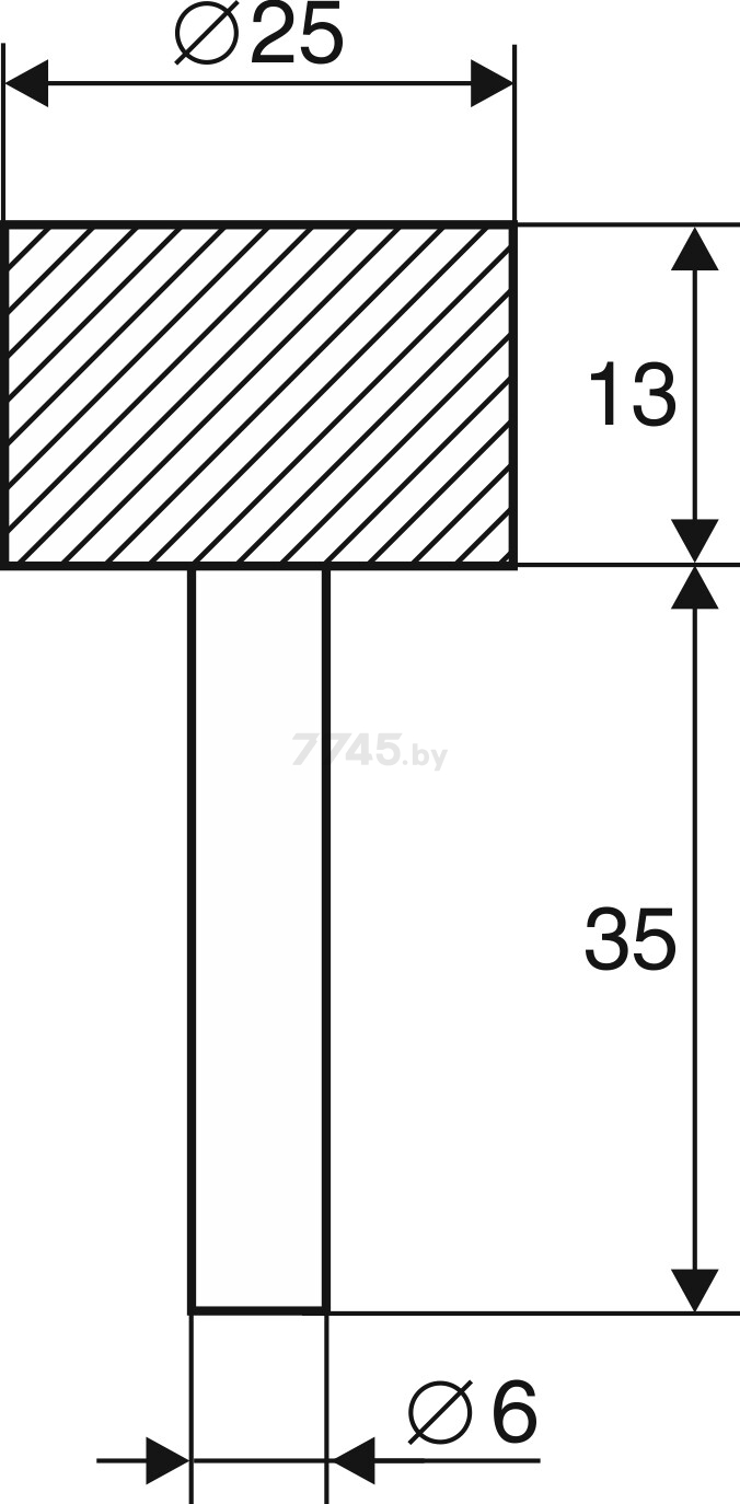 Шарошка абразивная цилиндрическая 25х13 мм К60 ЭНКОР ЭНКОР (21652) - Фото 2