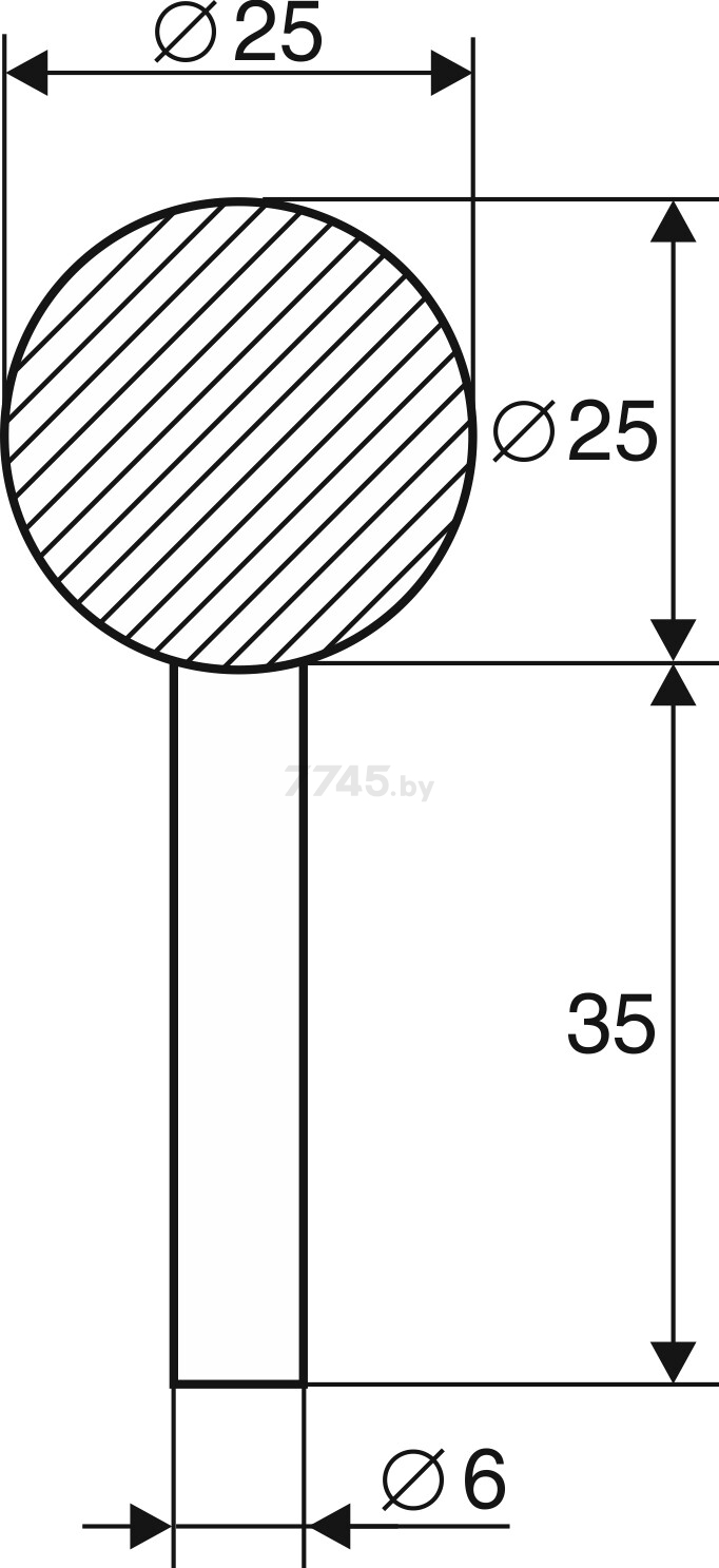 Шарошка абразивная сферическая 25х25х60 мм К60 ЭНКОР ЭНКОР (21655) - Фото 2