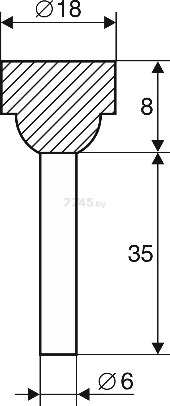 Шарошка абразивная цилиндрическая 18х8 мм К60 ЭНКОР ЭНКОР (21650) - Фото 2