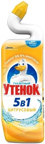 Средство чистящее для унитаза ТУАЛЕТНЫЙ УТЕНОК 5 в 1 Цитрус 900 мл (8991030432)