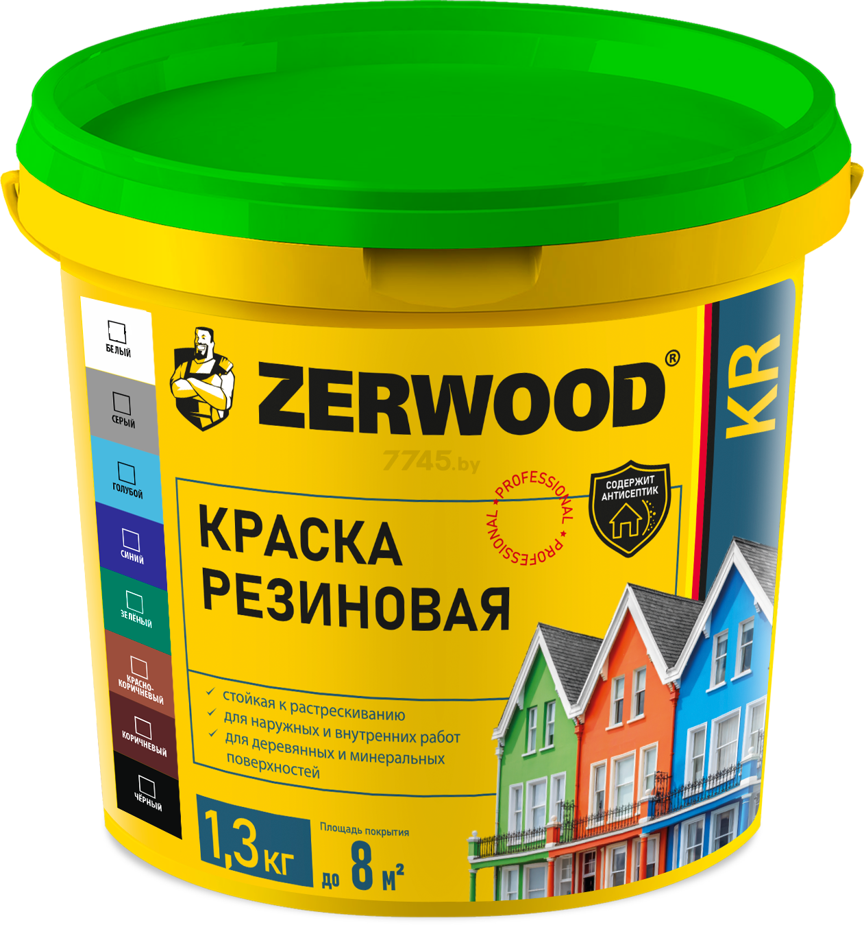 Краска акриловая ZERWOOD KR резиновая коричневая 1,3 кг