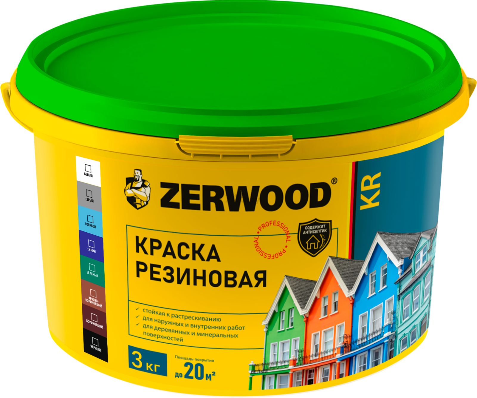 Краска акриловая ZERWOOD KR резиновая серая 3 кг