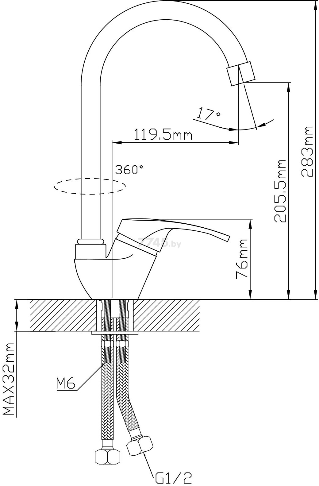 Смеситель для кухни AV ENGINEERING Urs (AVURS4-A120-439) - Фото 2