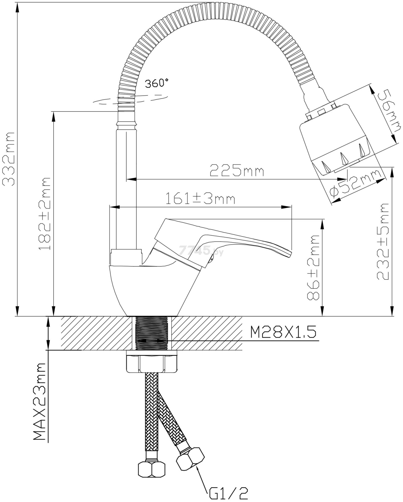 Смеситель для кухни AV ENGINEERING Bas (AVBAS4-A294-458) - Фото 2