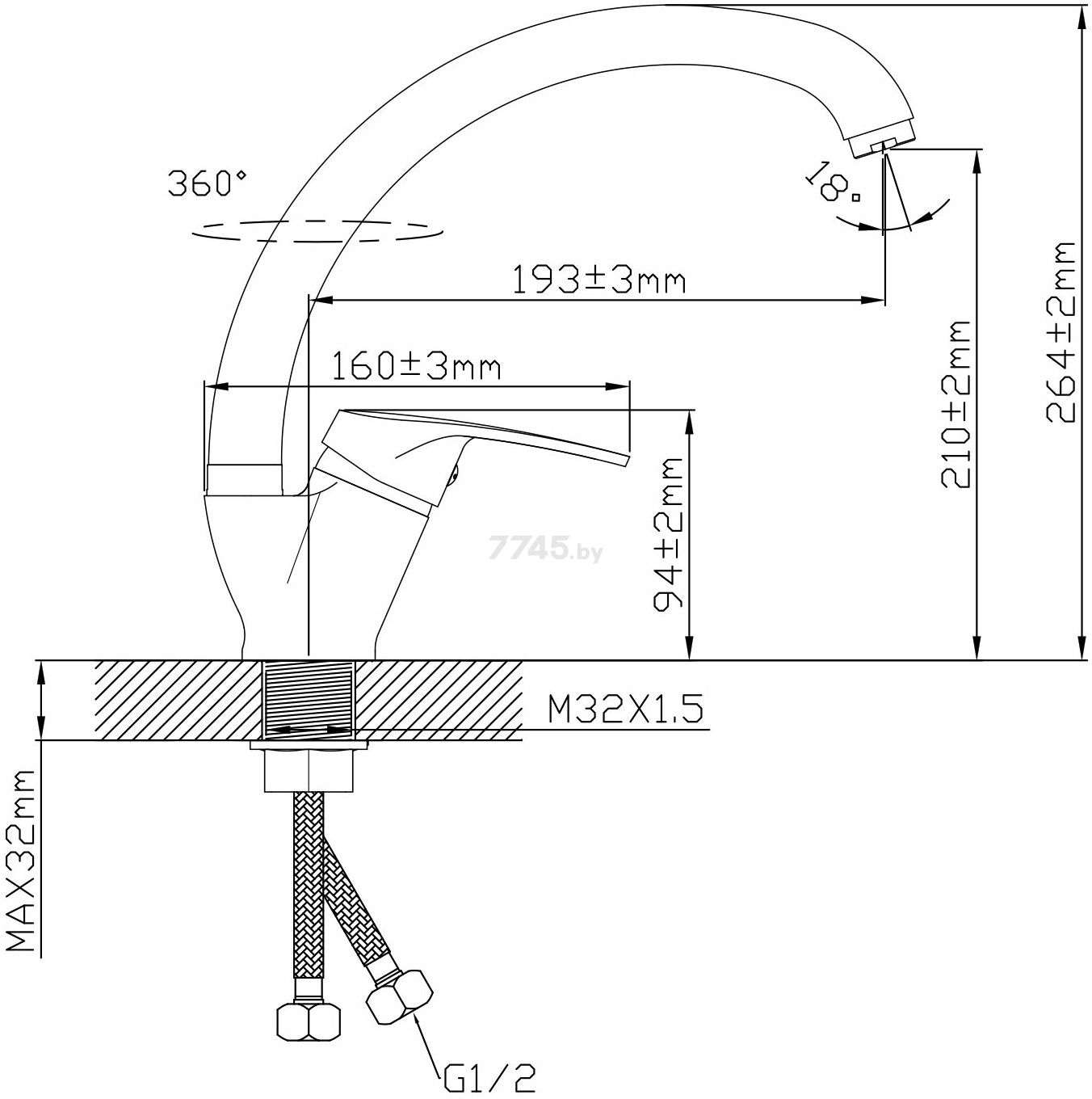 Смеситель для кухни ECONOCE серия 690 черный (EC0692BL) - Фото 2