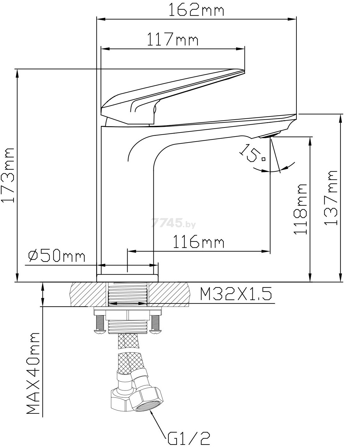 Смеситель для умывальника AV ENGINEERING Neo (AVNEO1-A170-110) - Фото 2