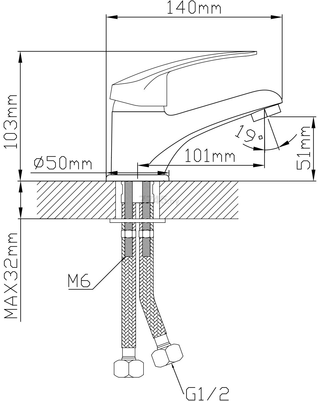 Смеситель для умывальника AV ENGINEERING Shu (AVSHU1-A130-110) - Фото 2