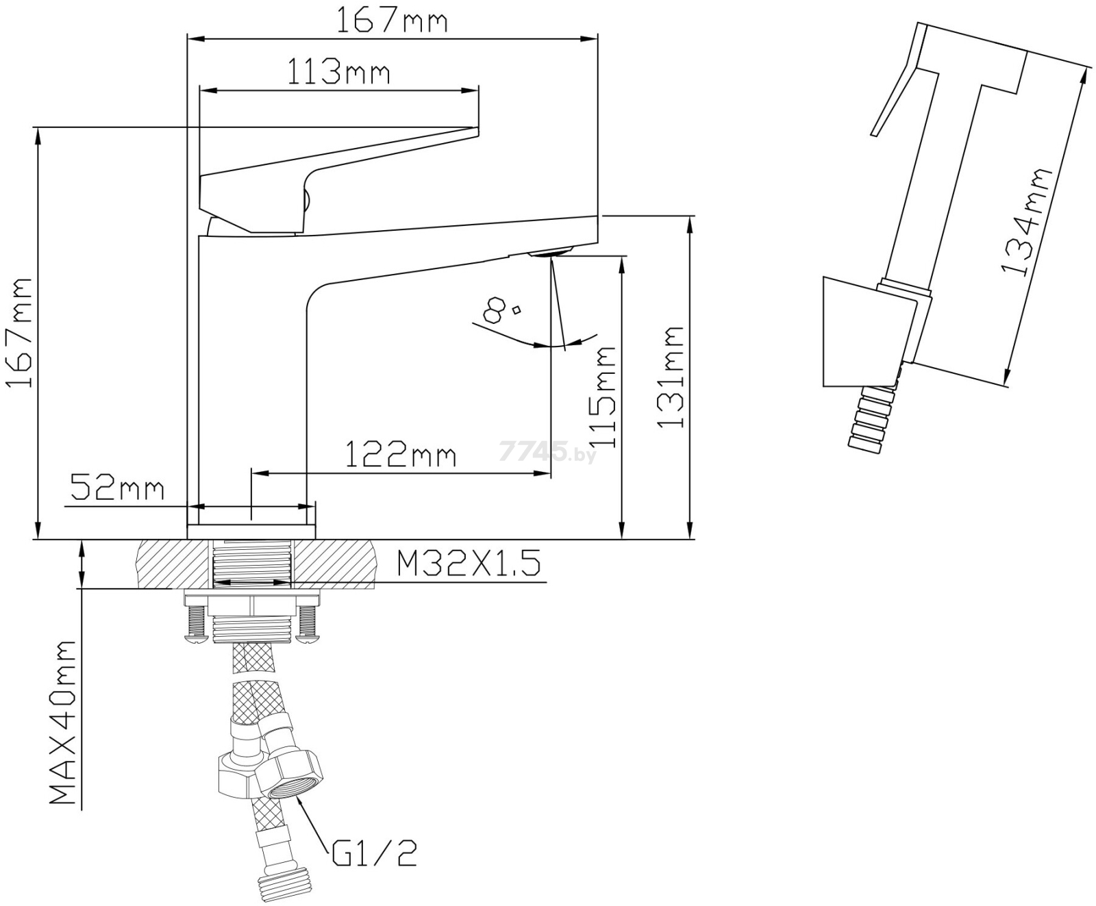 Смеситель для биде AV ENGINEERING Neo (AVNEO1-A170-112) - Фото 2