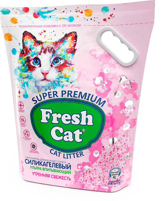 Наполнитель для туалета силикагелевый впитывающий FRESH CAT Утренняя свежесть 5 л, 2 кг (640189)