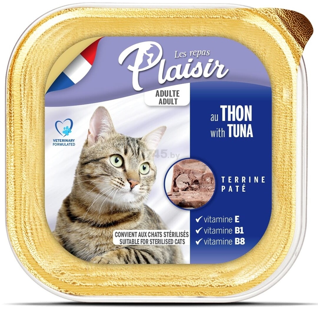 Влажный корм для кошек PLAISIR Tuna Pate тунец ламистер 100 г (3428460051603)