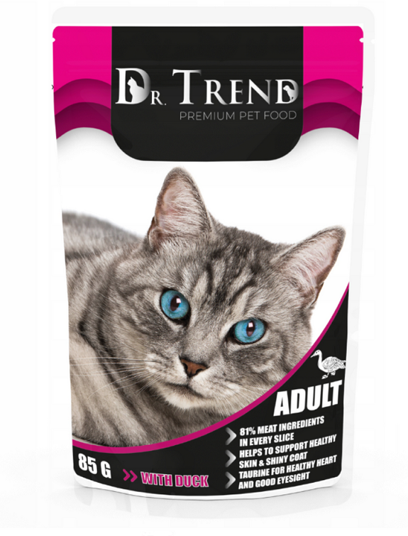 Влажный корм для кошек DR.TREND Adult утка пауч 85 г (482021536пауч 8513)