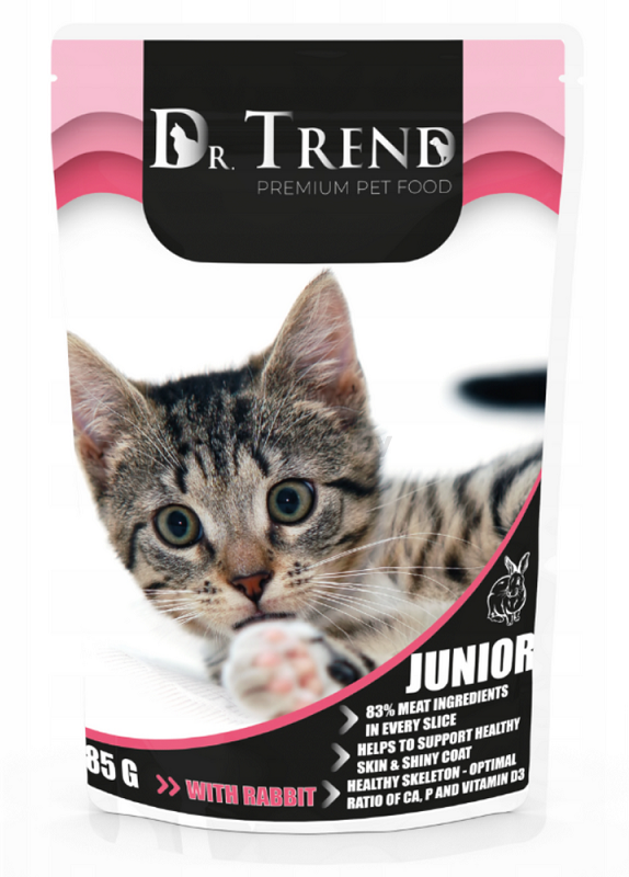 Влажный корм для котят DR.TREND Junior кролик пауч 85 г (4820215368599)