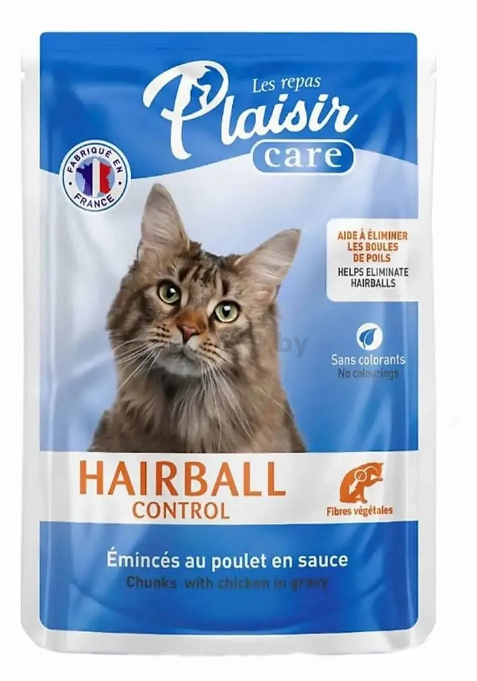 Влажный корм для кошек PLAISIR Hairball курица пауч 85 г (3428460083161)